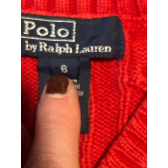 Polo By Ralph Lauren Red Cable Knit Cotton Vest Size 6 Youth - Picture 4 of 8